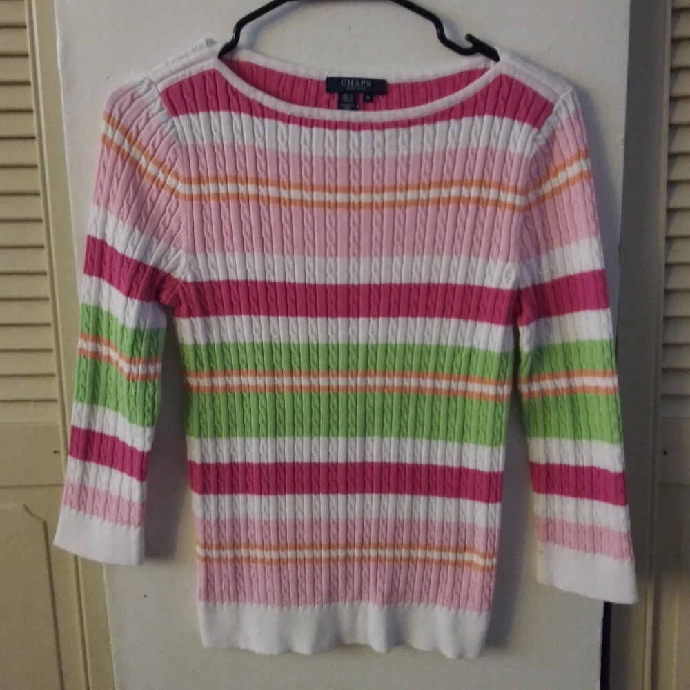 Chaps Striped Sweater Sz M